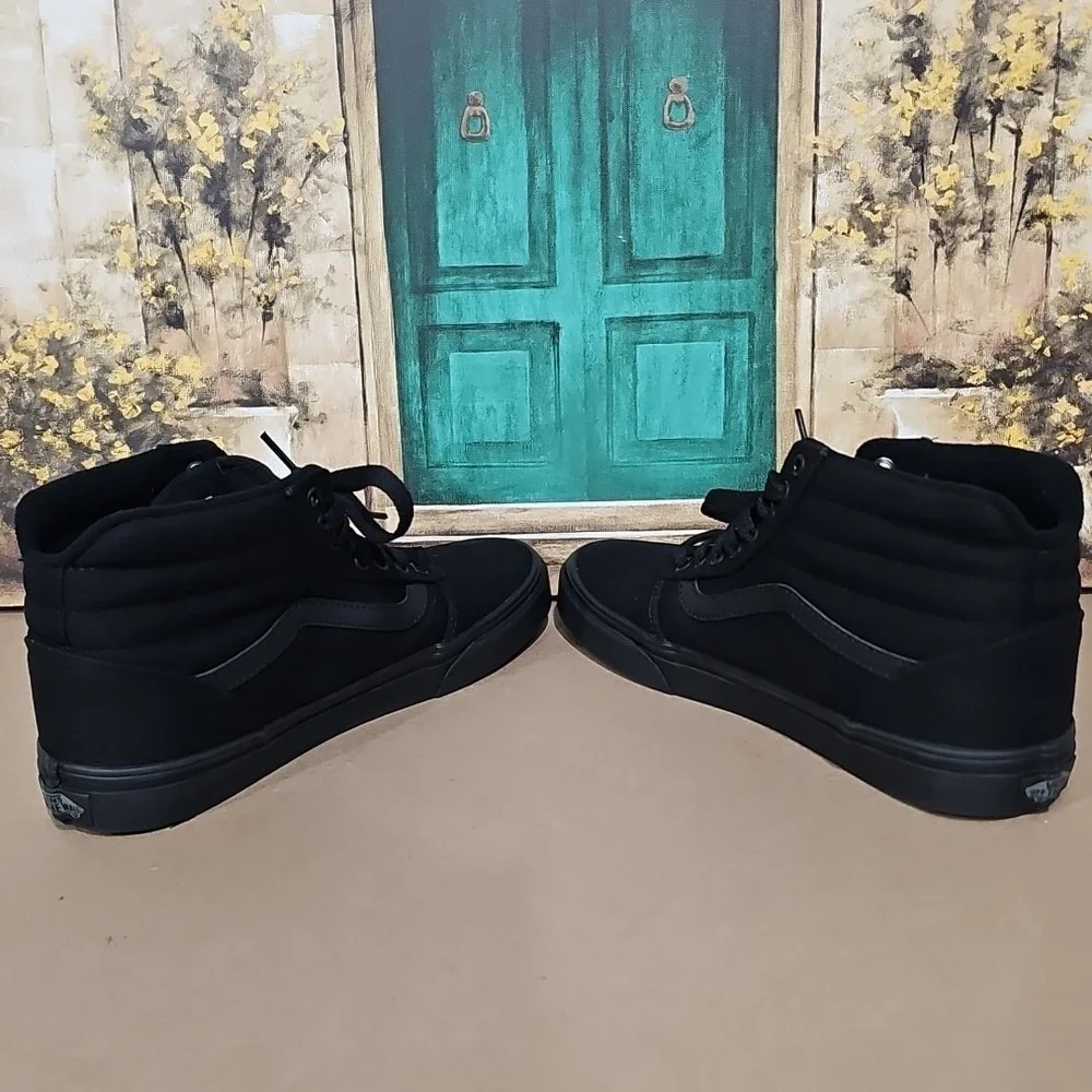 VANS WARD‎ HI BLACK/BLACK CANVAS SK8-HI SKATE HIGH Me5 US SIZES 8.5
